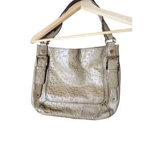 ANTONIO MELANIE Tan Light Brown Ostrich Satchel Hand Bag